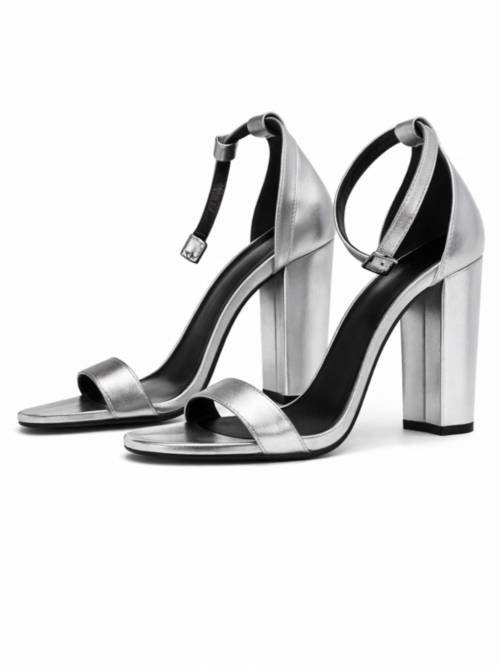 Steve Madden Metallic Silver Ankle-Strap Heels - Picture 2 of 3